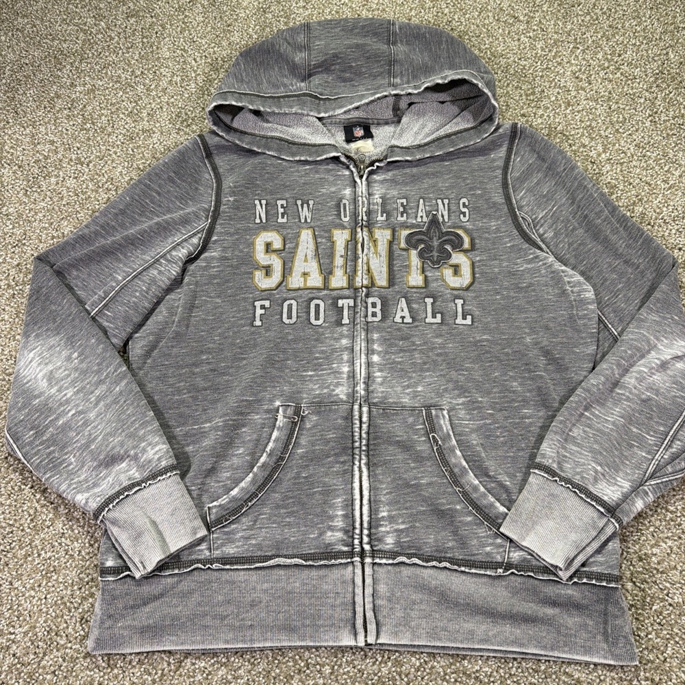 Vintage New Orleans Saints Women's ZIPUP Hoodie Distressed Faded Style NFL